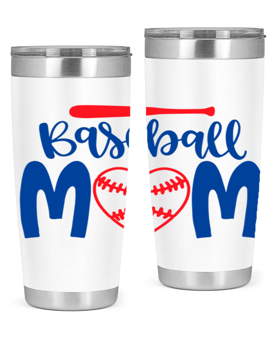 Baseball Mom 2077# Tumbler in stainless steel with a stylish design, perfect for keeping drinks hot or cold.