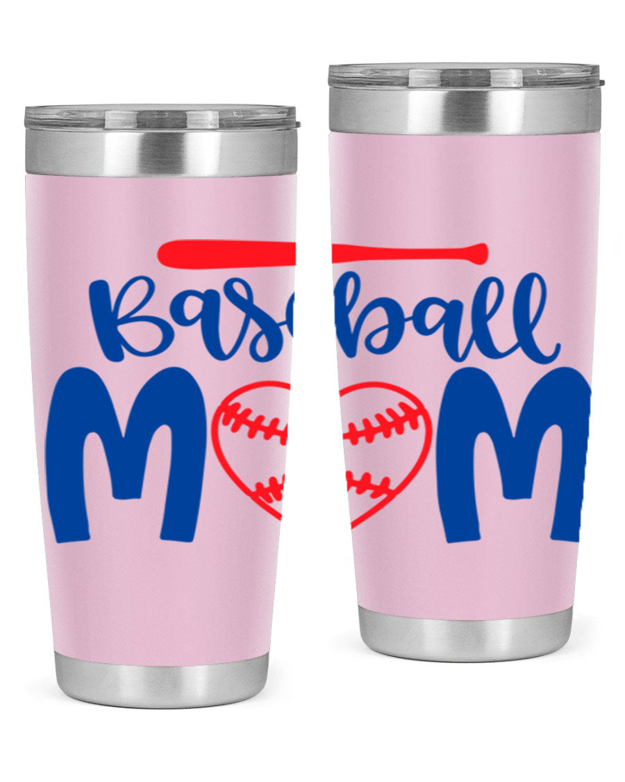 Baseball Mom 2077# Tumbler in stainless steel with a stylish design, perfect for keeping drinks hot or cold.