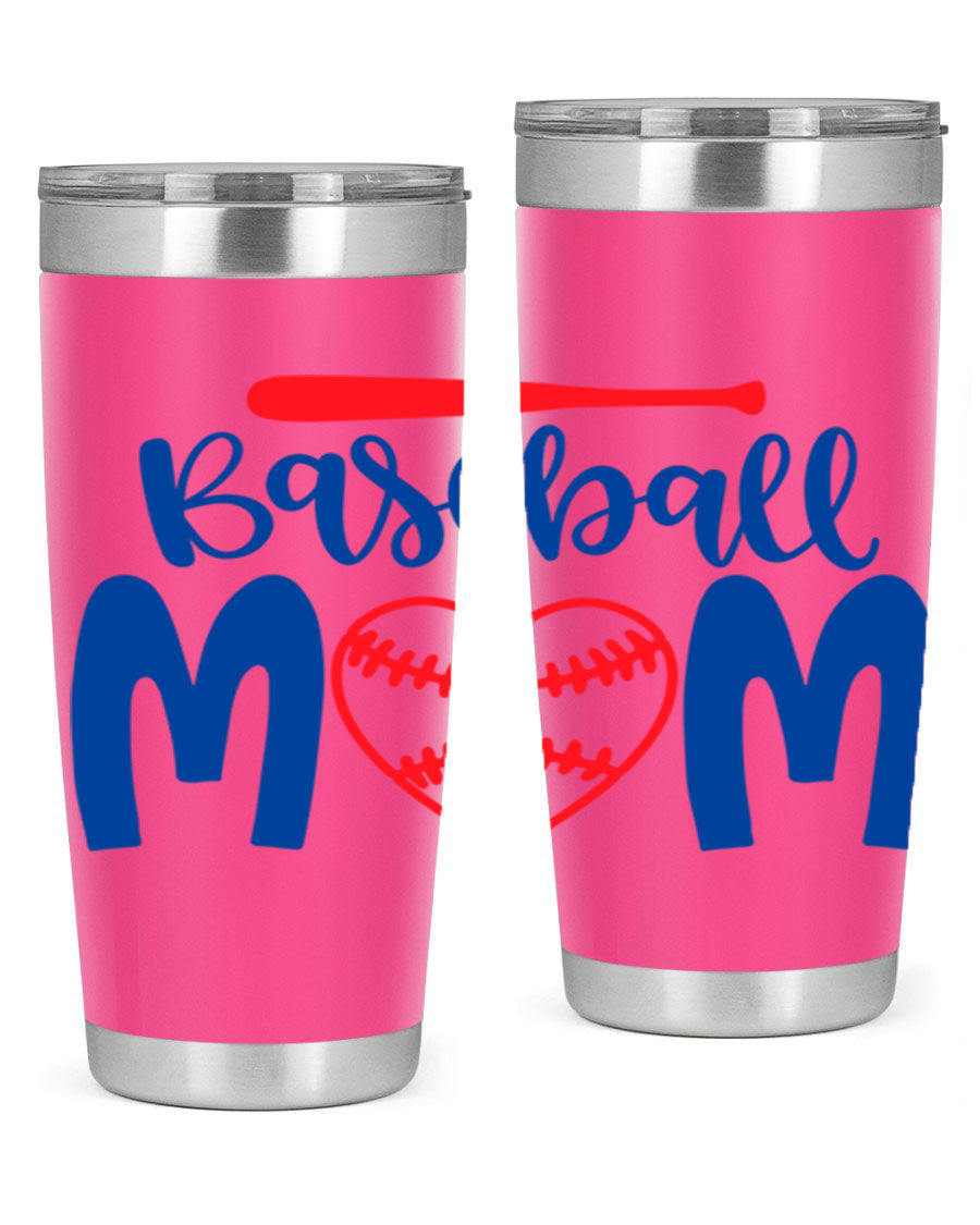 Baseball Mom 2077# Tumbler in stainless steel with a stylish design, perfect for keeping drinks hot or cold.