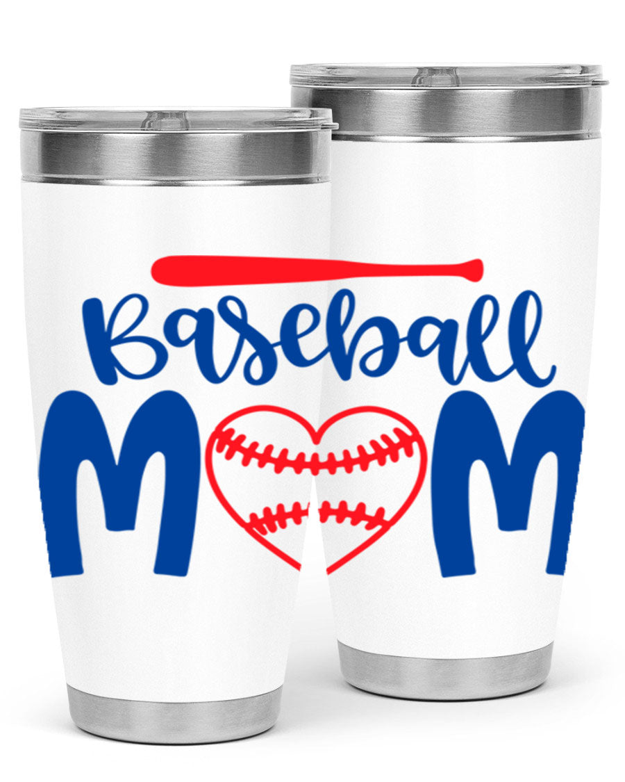 Baseball Mom 2077# Tumbler in stainless steel with a stylish design, perfect for keeping drinks hot or cold.