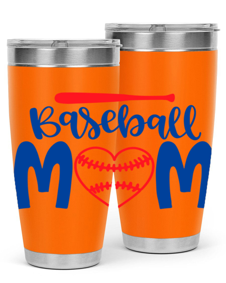 Baseball Mom 2077# Tumbler in stainless steel with a stylish design, perfect for keeping drinks hot or cold.