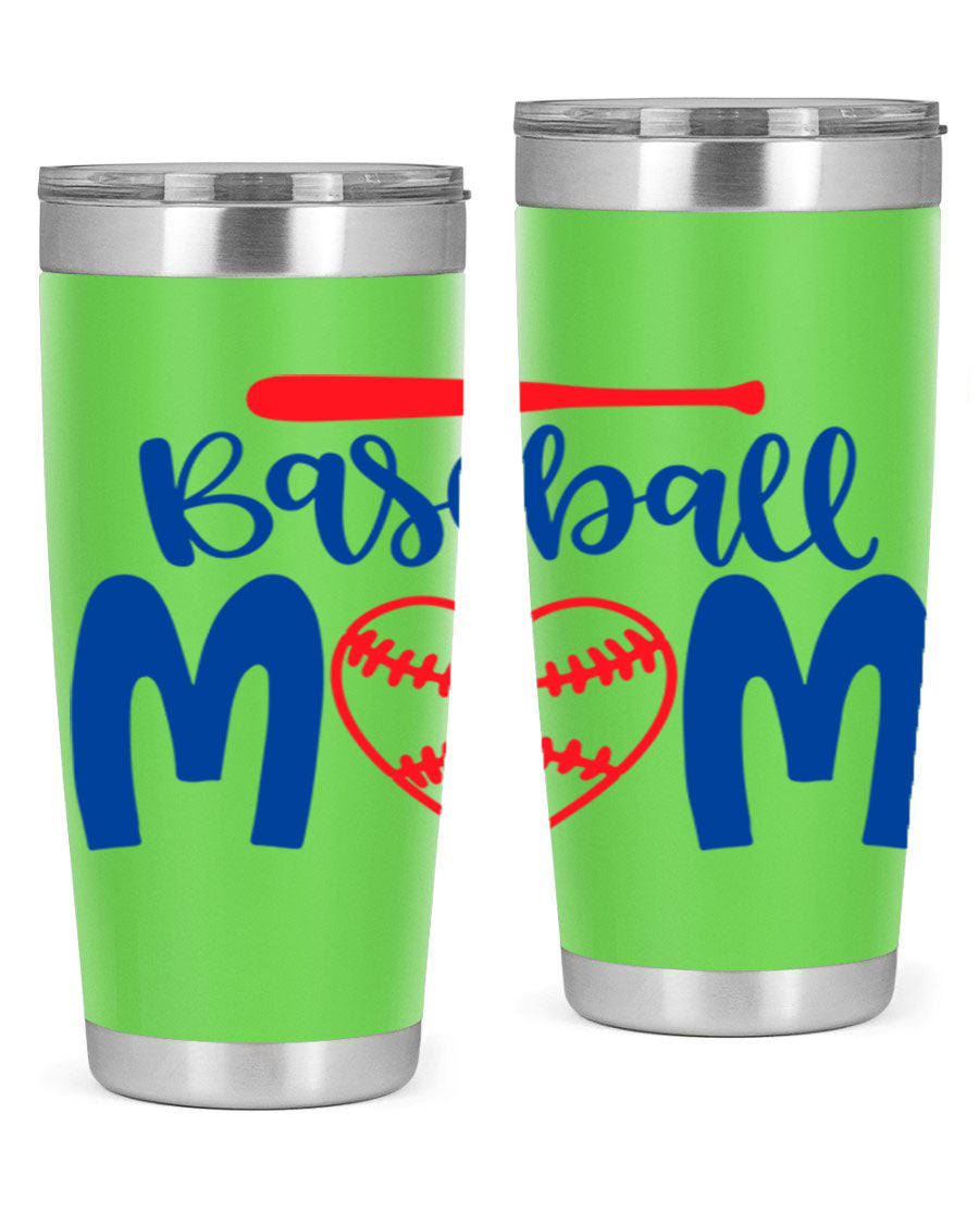 Baseball Mom 2077# Tumbler in stainless steel with a stylish design, perfect for keeping drinks hot or cold.