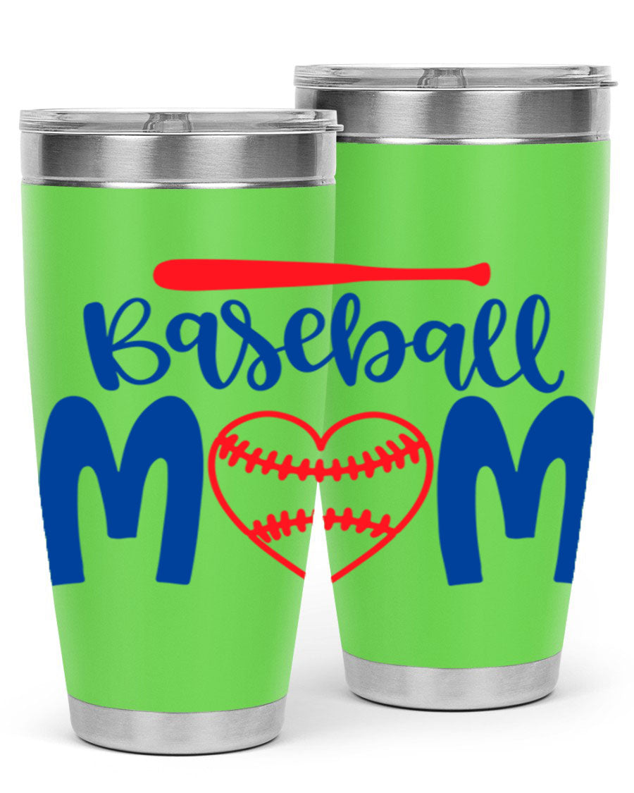 Baseball Mom 2077# Tumbler in stainless steel with a stylish design, perfect for keeping drinks hot or cold.