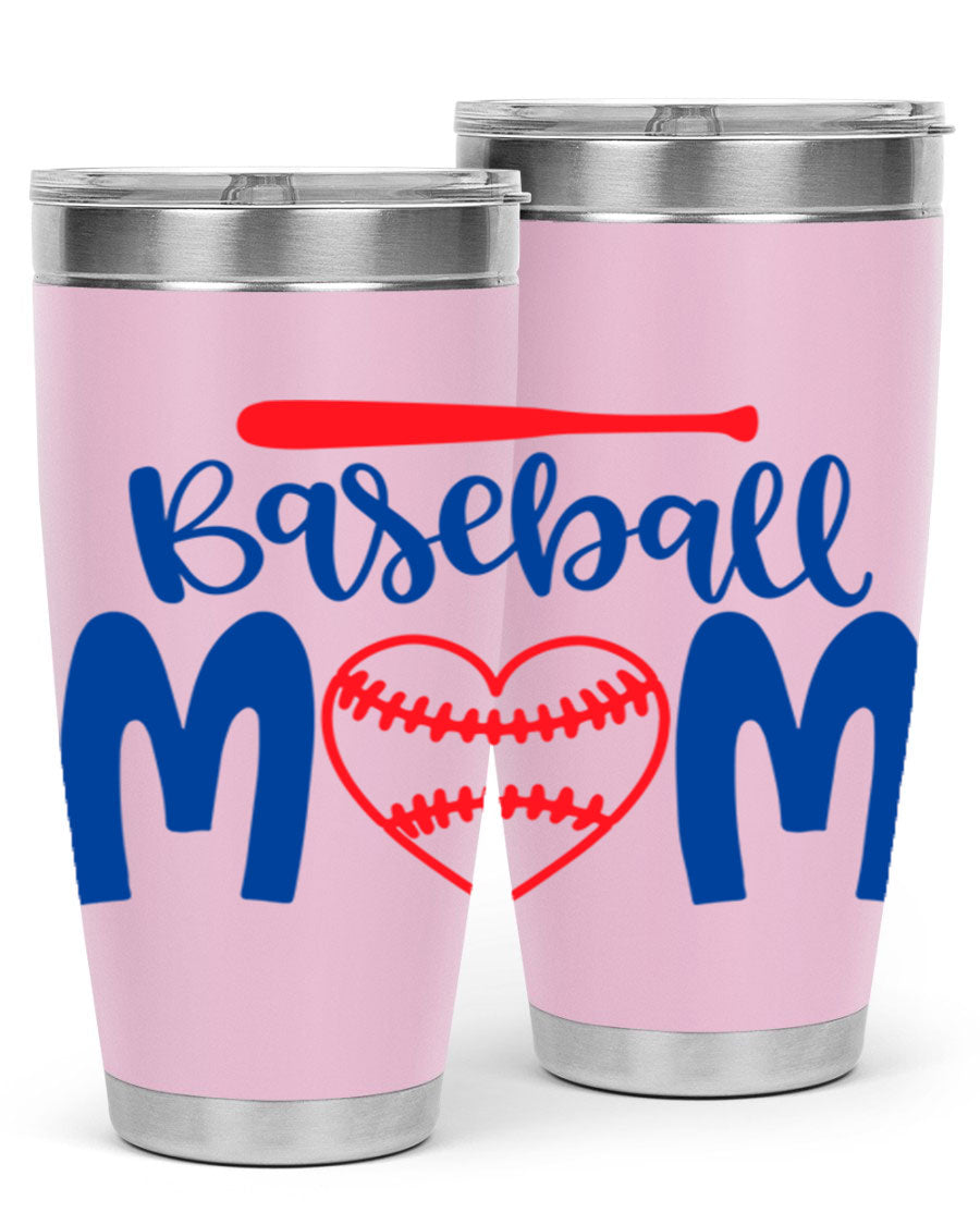 Baseball Mom 2077# Tumbler in stainless steel with a stylish design, perfect for keeping drinks hot or cold.