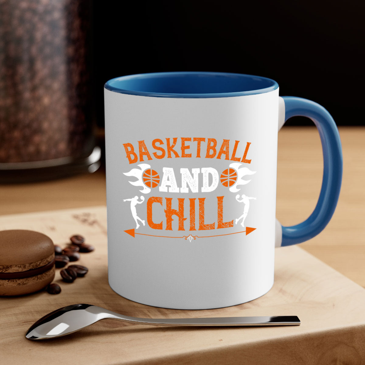 Basketball Chill 1952# Mug featuring a glossy finish, colored handle, and interior, available in multiple colors and sizes.