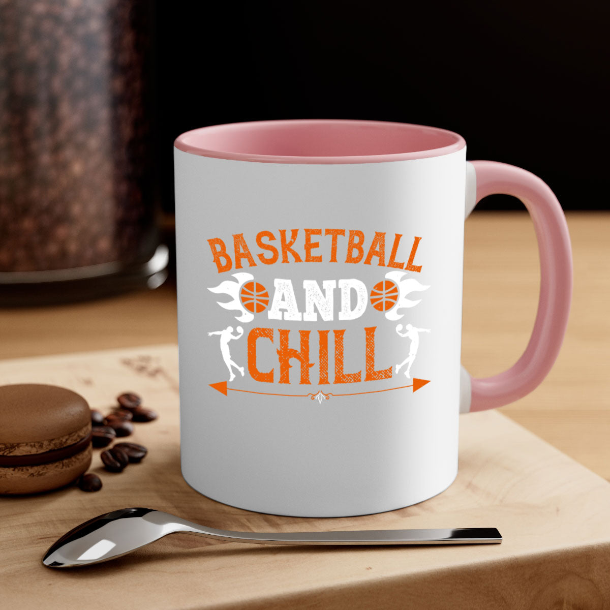 Basketball Chill 1952# Mug featuring a glossy finish, colored handle, and interior, available in multiple colors and sizes.