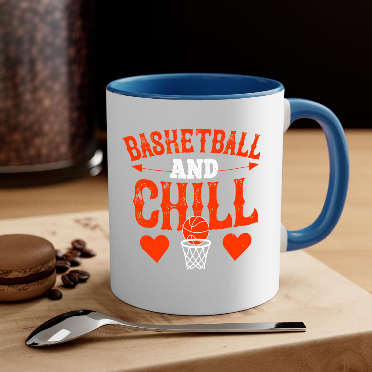 Basketball chill 2235# Mug featuring a glossy finish, colored handle, and interior, available in multiple colors.