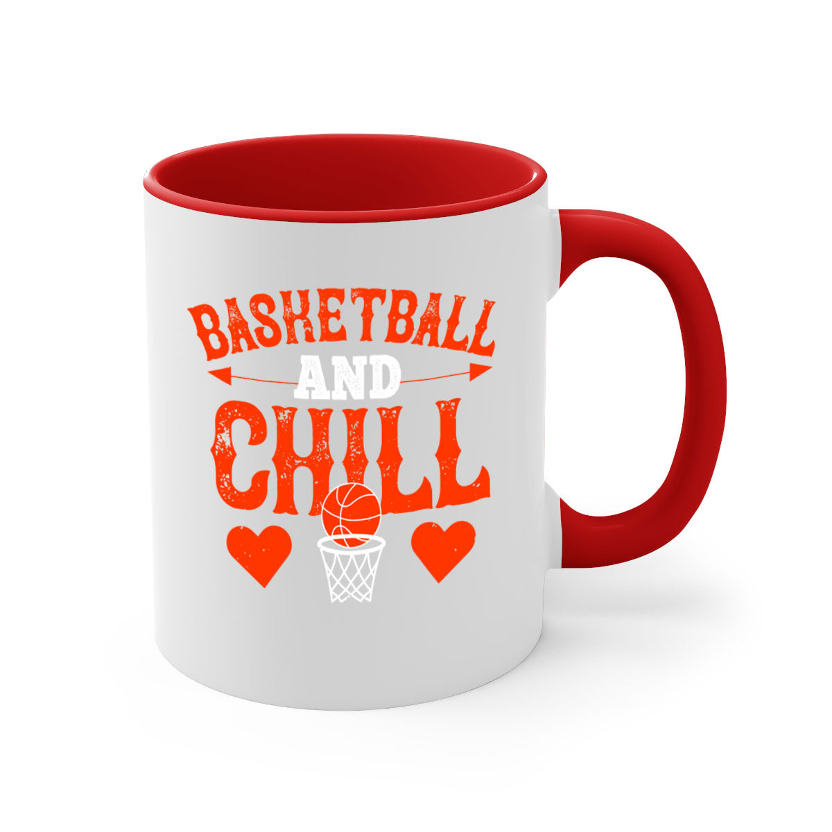 Basketball chill 2235# Mug featuring a glossy finish, colored handle, and interior, available in multiple colors.