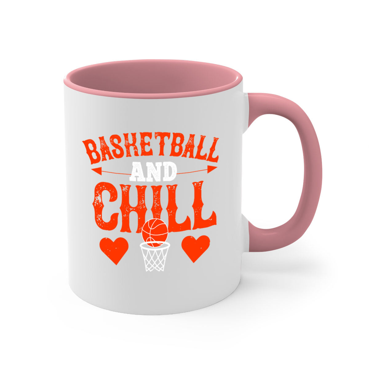 Basketball chill 2235# Mug featuring a glossy finish, colored handle, and interior, available in multiple colors.