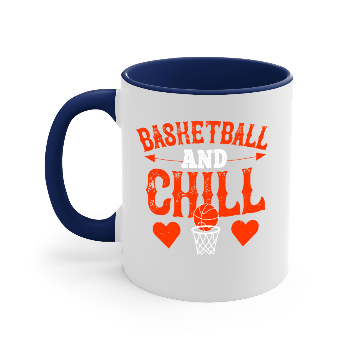 Basketball chill 2235# Mug featuring a glossy finish, colored handle, and interior, available in multiple colors.