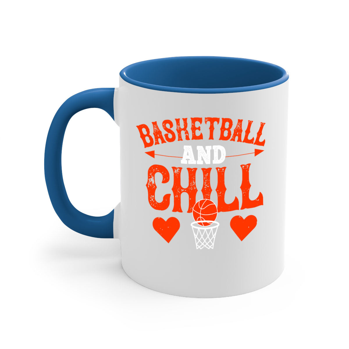 Basketball chill 2235# Mug featuring a glossy finish, colored handle, and interior, available in multiple colors.