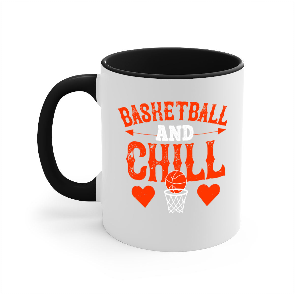 Basketball chill 2235# Mug featuring a glossy finish, colored handle, and interior, available in multiple colors.