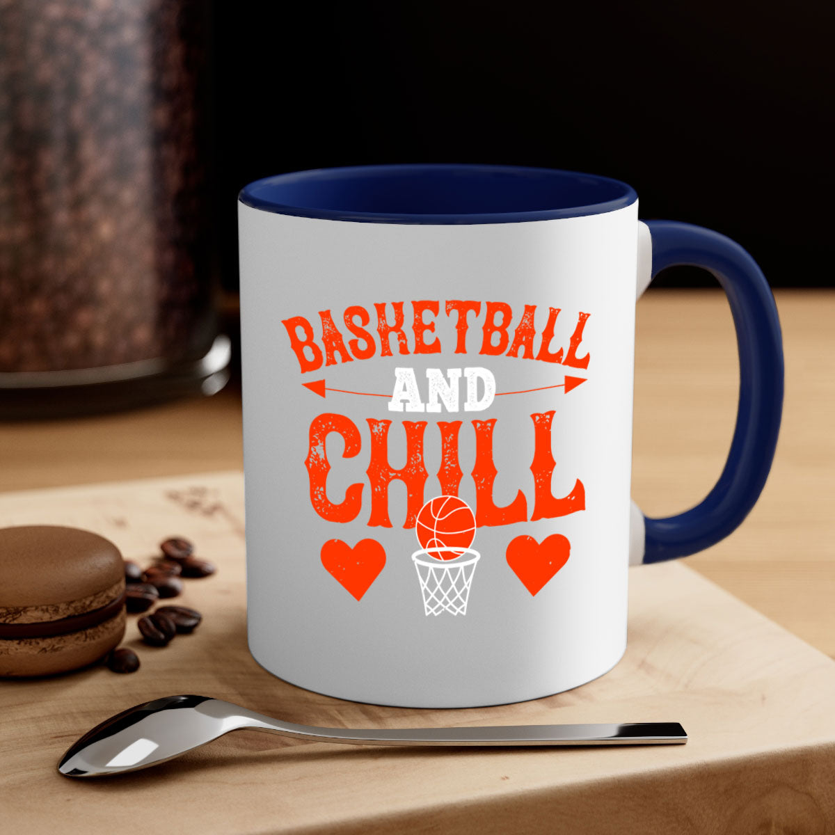 Basketball chill 2235# Mug featuring a glossy finish, colored handle, and interior, available in multiple colors.