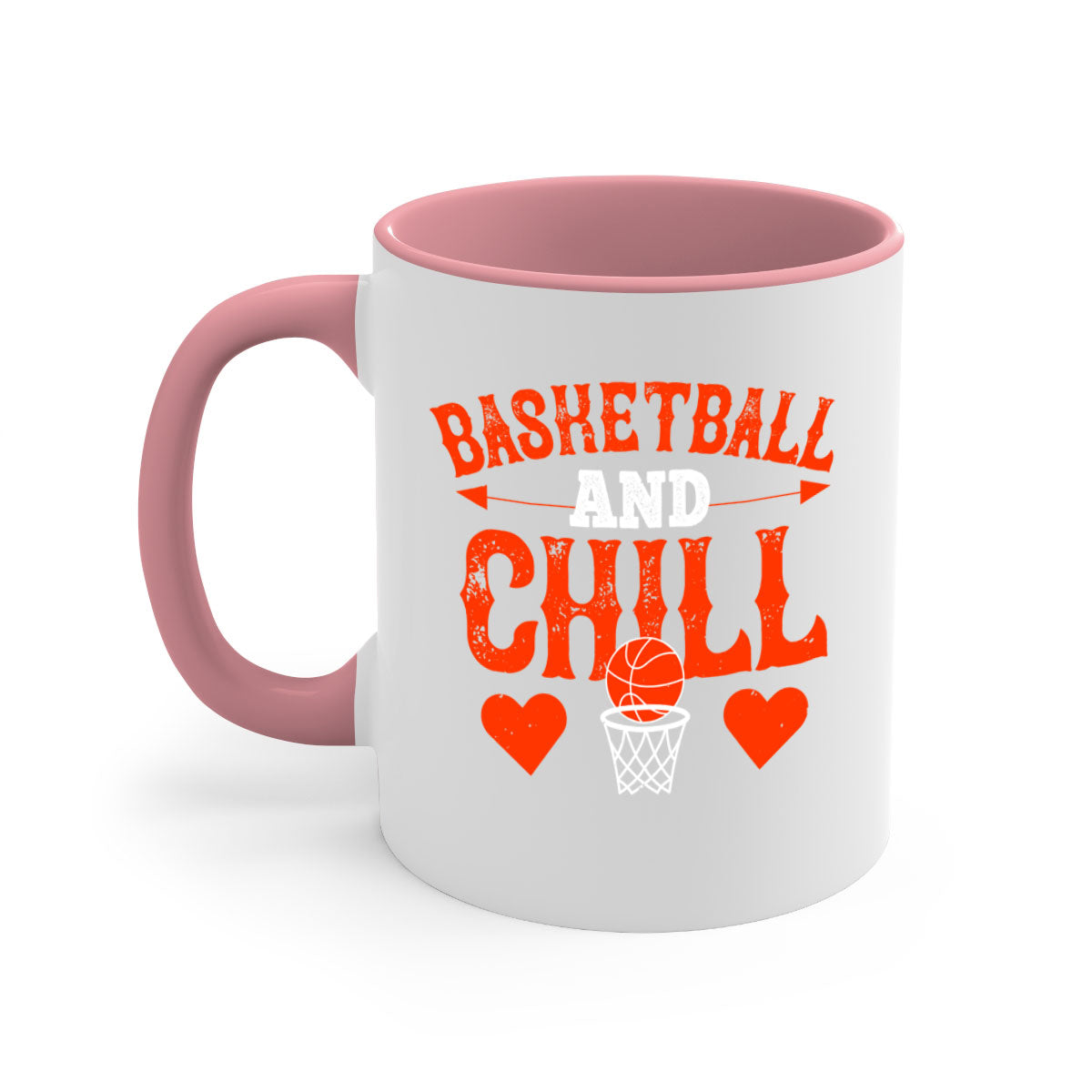 Basketball chill 2235# Mug featuring a glossy finish, colored handle, and interior, available in multiple colors.