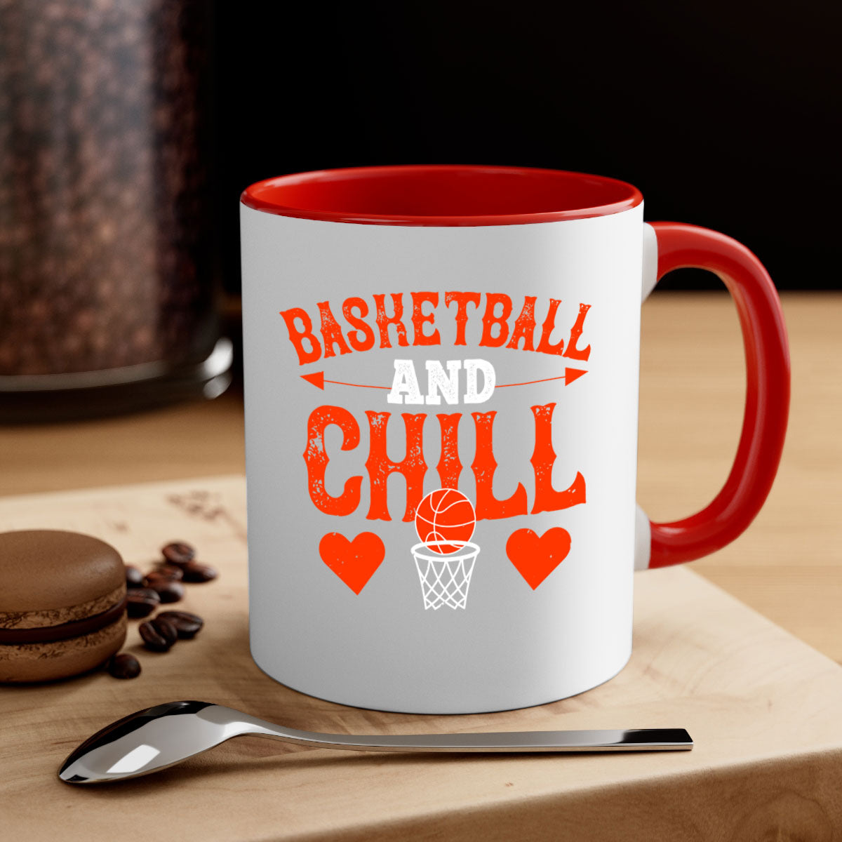 Basketball chill 2235# Mug featuring a glossy finish, colored handle, and interior, available in multiple colors.