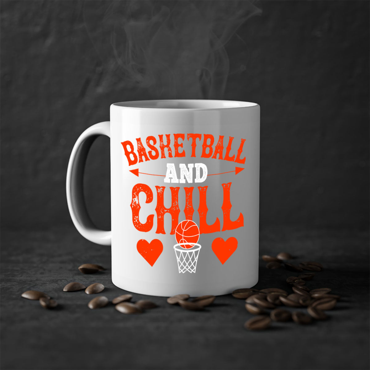 Basketball chill 2235# Mug featuring a glossy finish, colored handle, and interior, available in multiple colors.