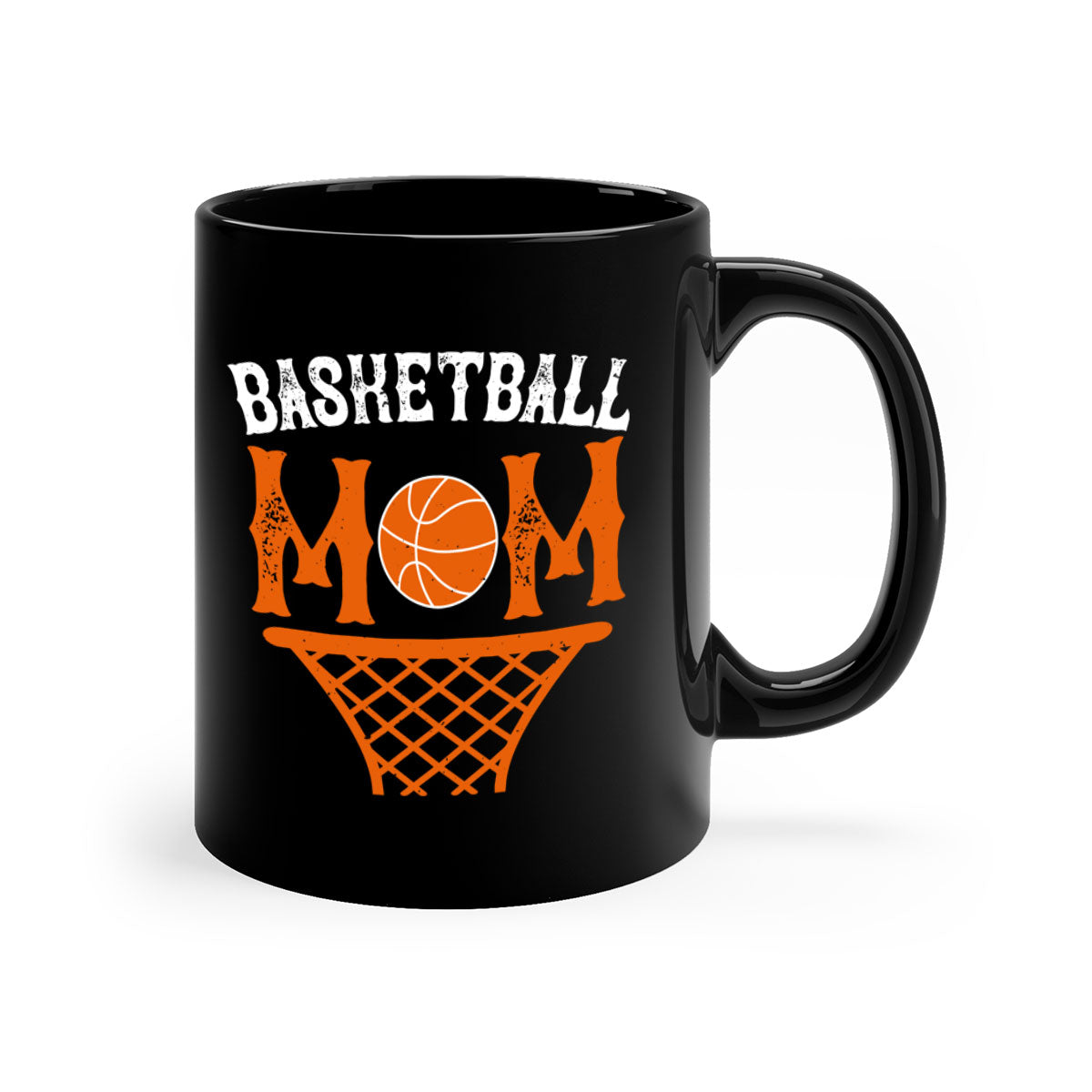 Basketball Mom Mug featuring a two-tone design with a colored handle and glossy finish, available in multiple colors.