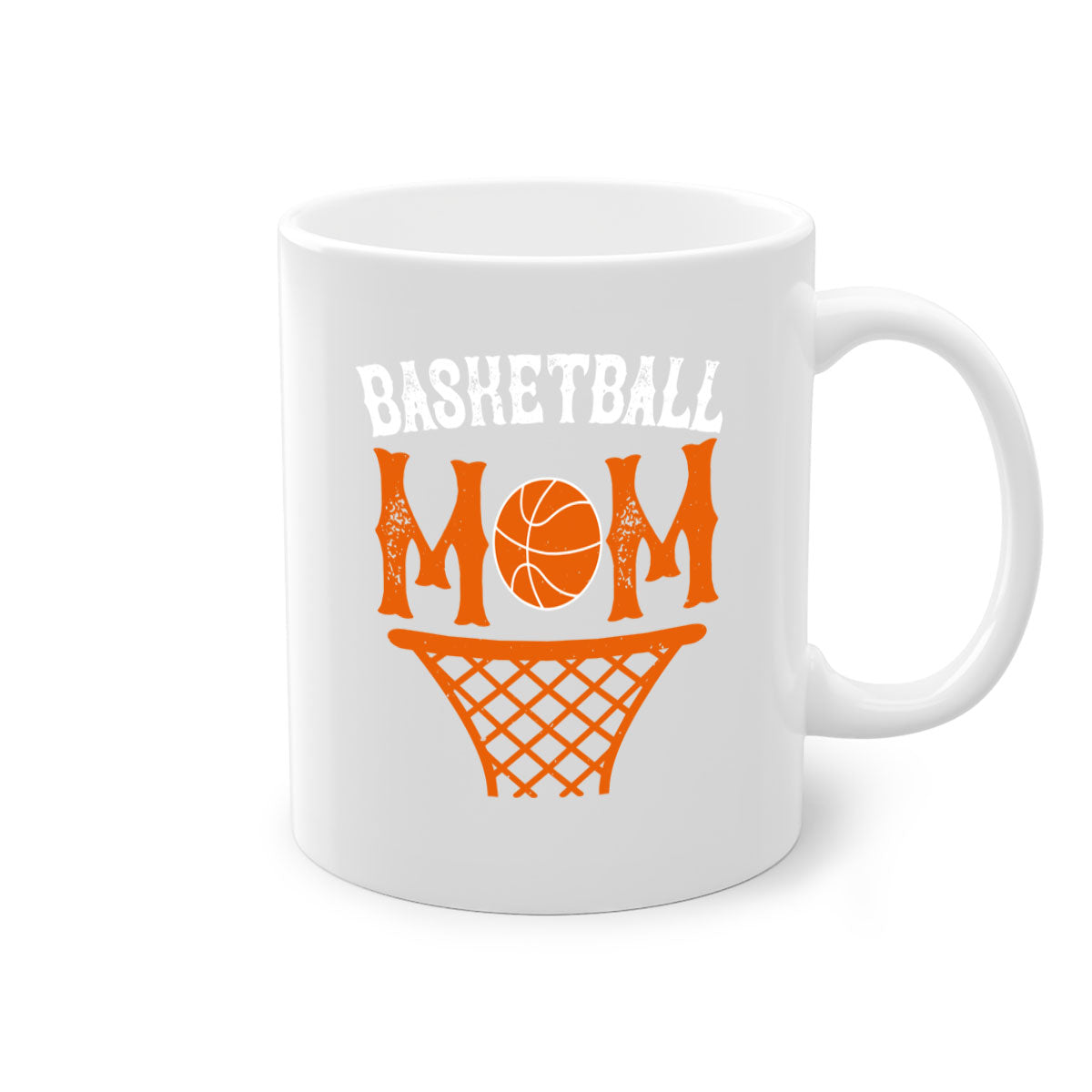 Basketball Mom Mug featuring a two-tone design with a colored handle and glossy finish, available in multiple colors.