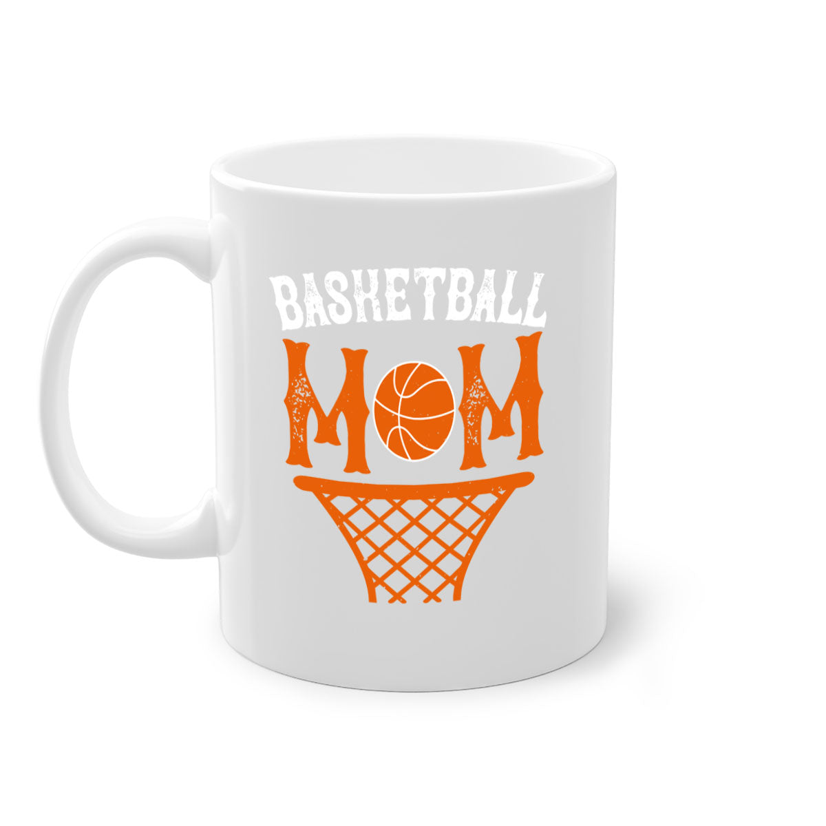 Basketball Mom Mug featuring a two-tone design with a colored handle and glossy finish, available in multiple colors.