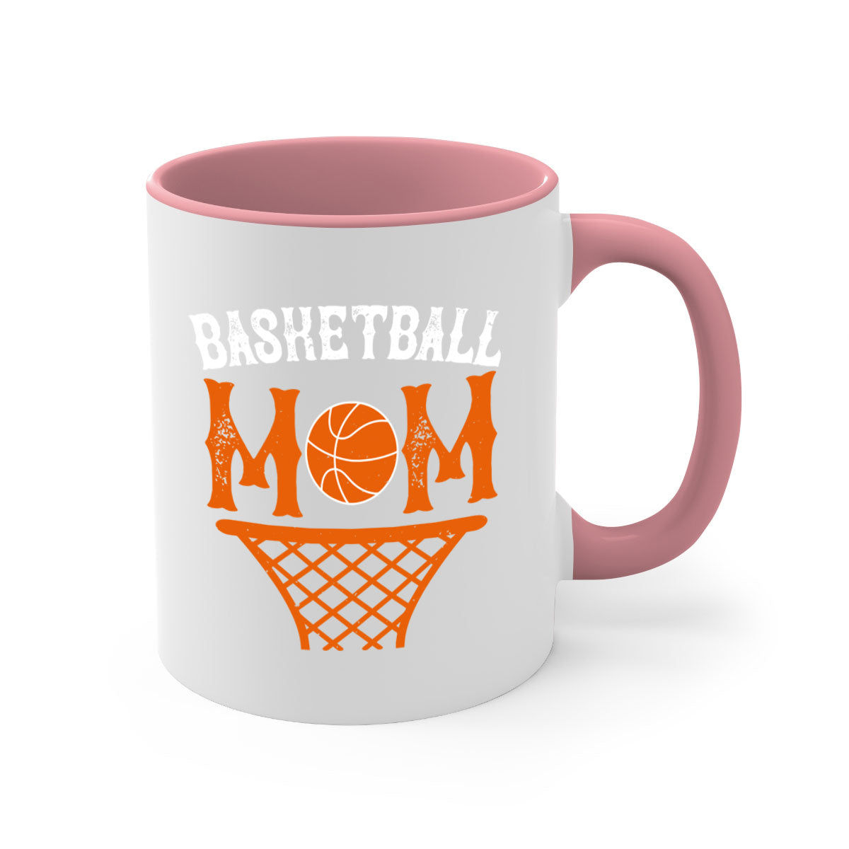 Basketball Mom Mug featuring a two-tone design with a colored handle and glossy finish, available in multiple colors.