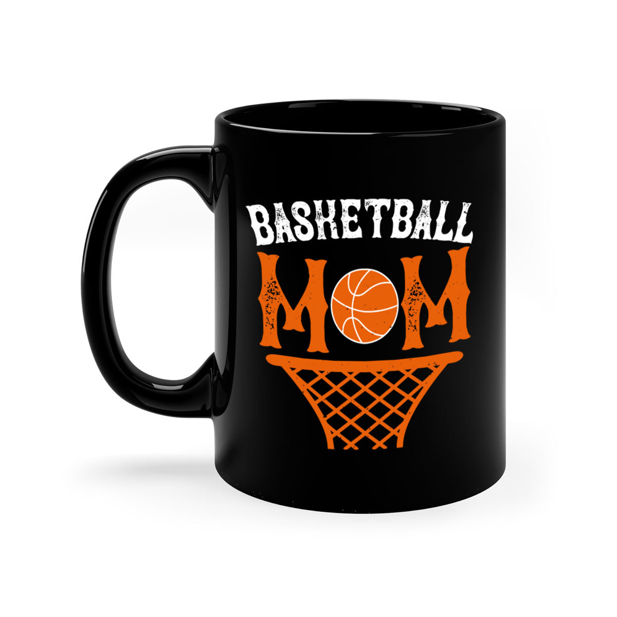 Basketball Mom Mug featuring a two-tone design with a colored handle and glossy finish, available in multiple colors.