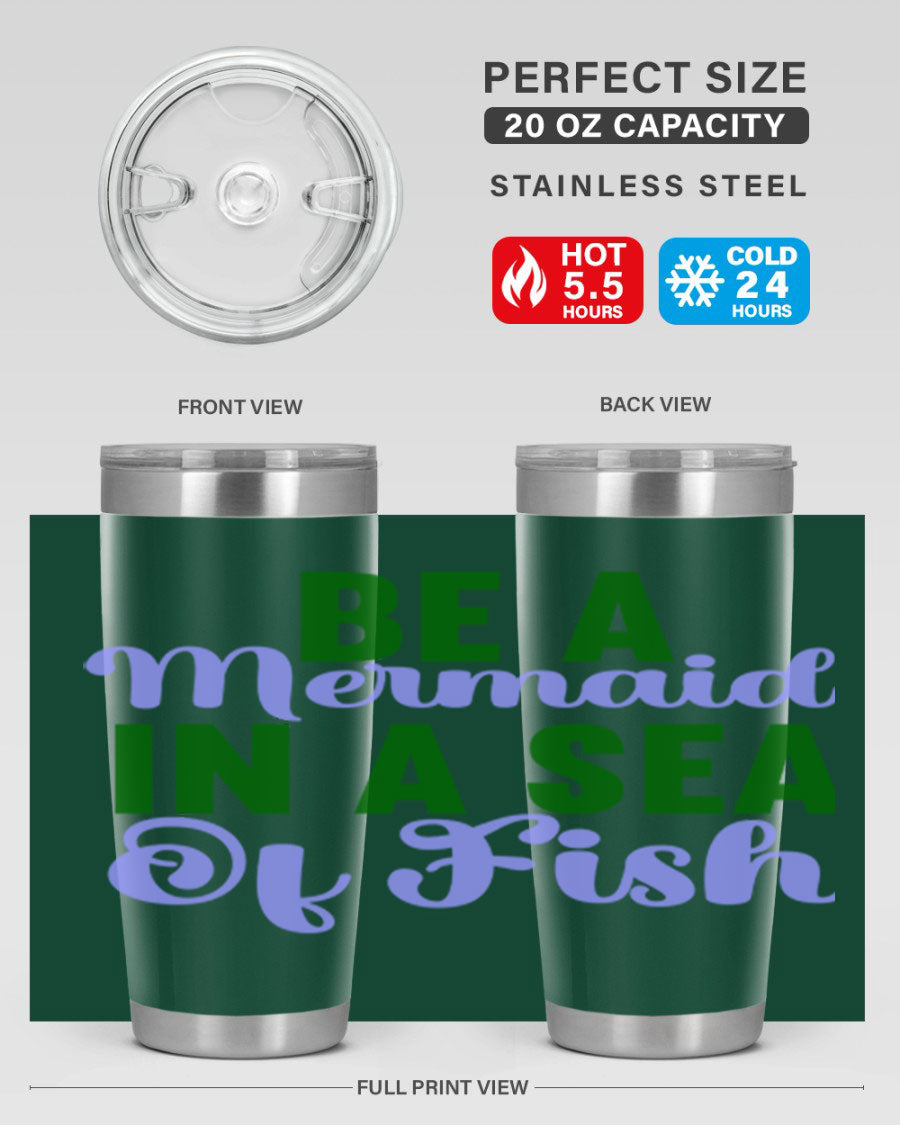 A vibrant 20oz and 30oz mermaid-themed tumbler made of stainless steel, showcasing a whimsical design perfect for drink lovers.