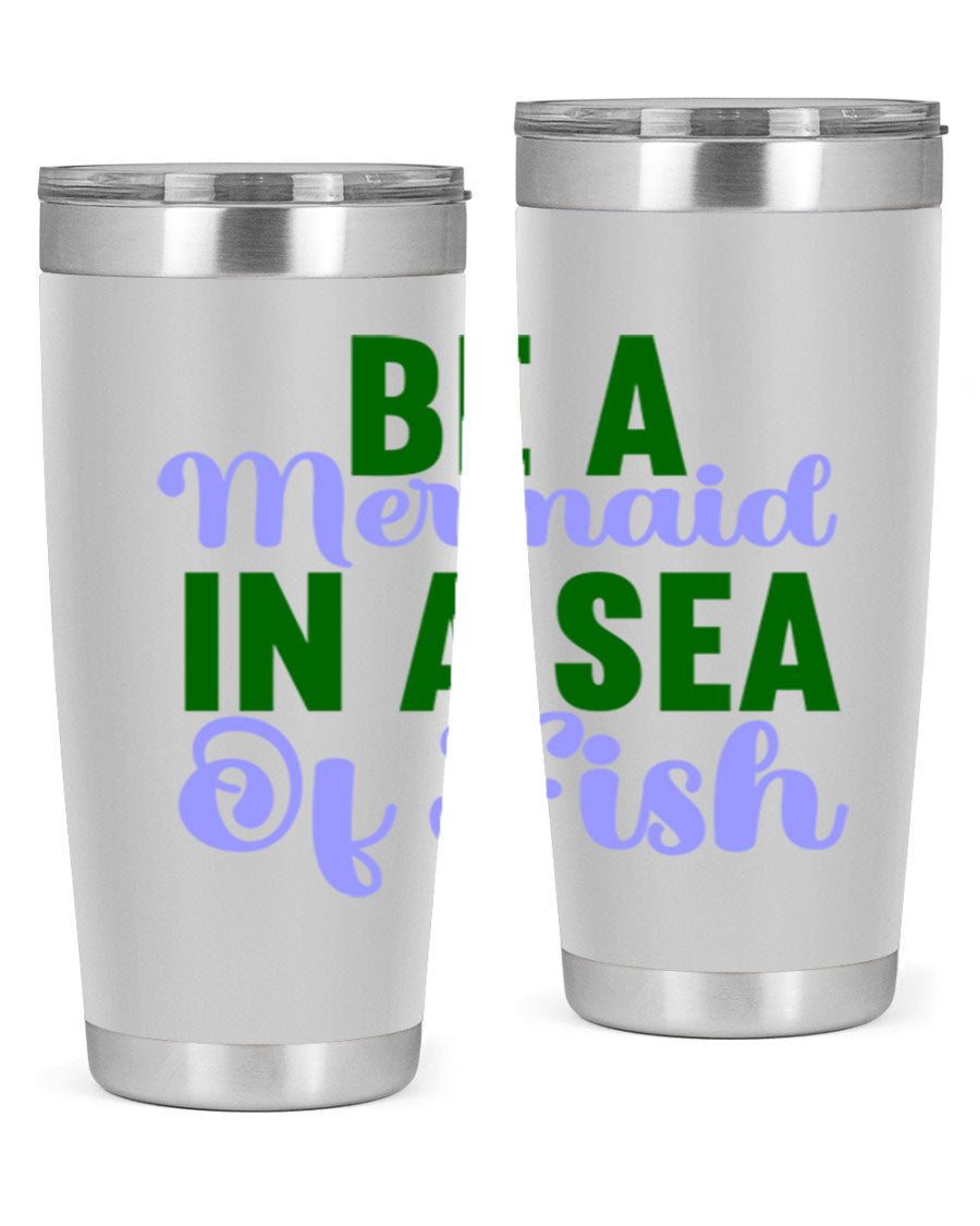 A vibrant 20oz and 30oz mermaid-themed tumbler made of stainless steel, showcasing a whimsical design perfect for drink lovers.