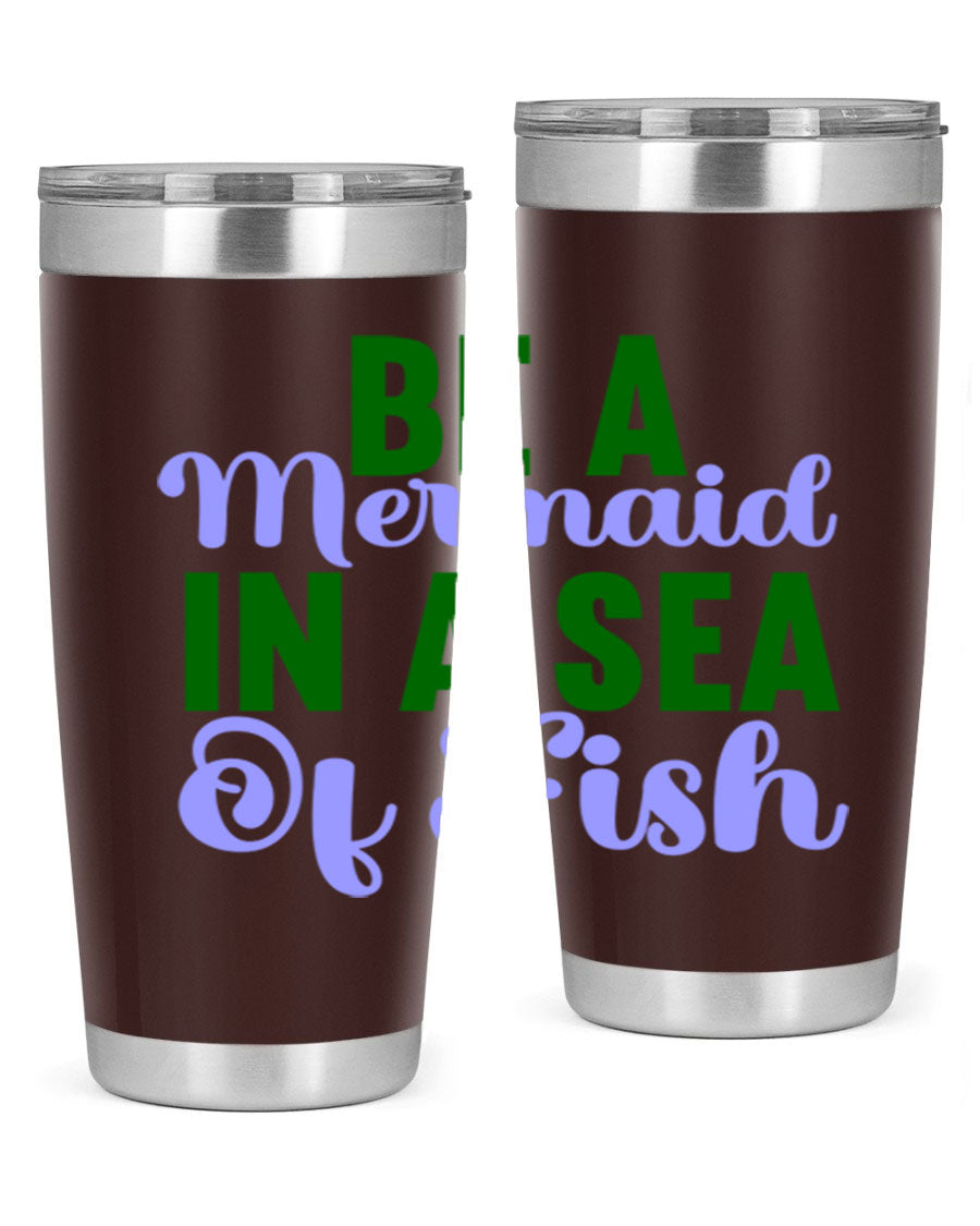 A vibrant 20oz and 30oz mermaid-themed tumbler made of stainless steel, showcasing a whimsical design perfect for drink lovers.