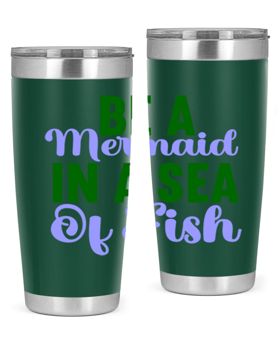 A vibrant 20oz and 30oz mermaid-themed tumbler made of stainless steel, showcasing a whimsical design perfect for drink lovers.