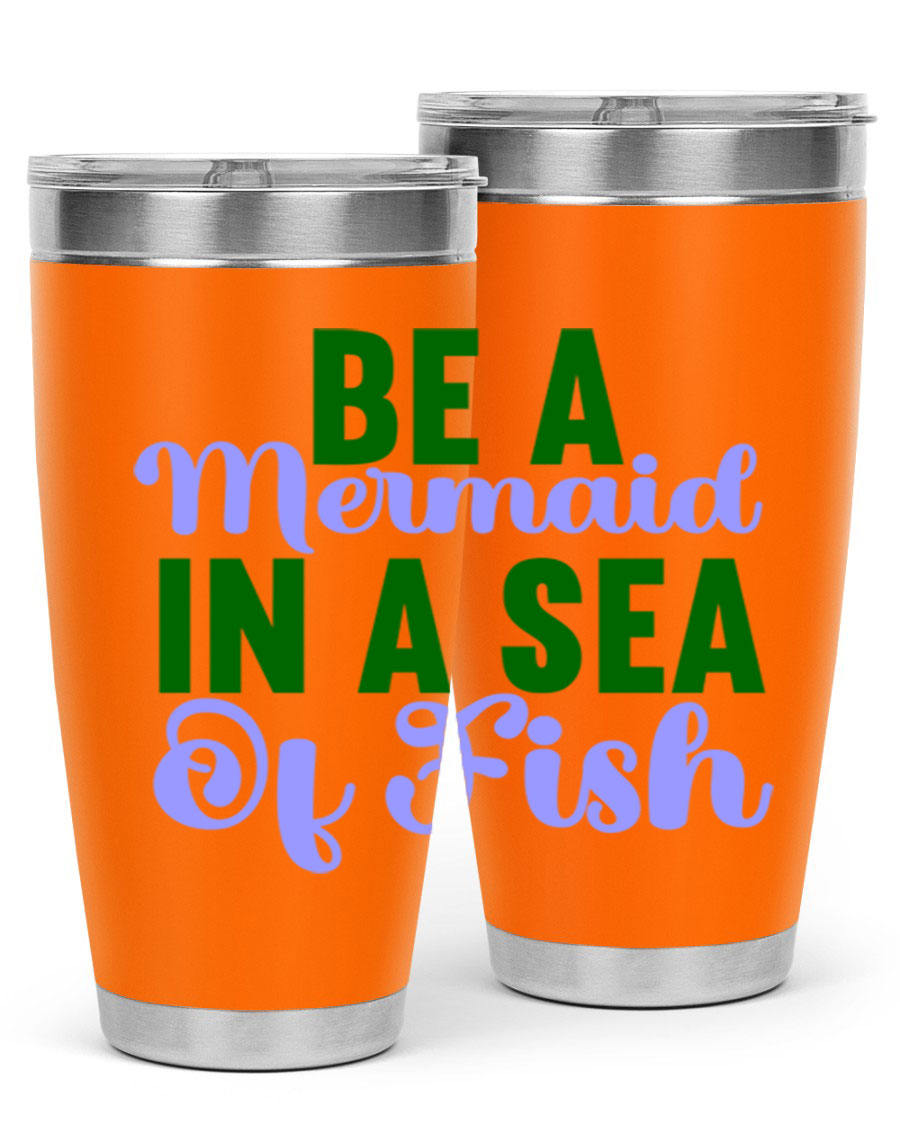 A vibrant 20oz and 30oz mermaid-themed tumbler made of stainless steel, showcasing a whimsical design perfect for drink lovers.