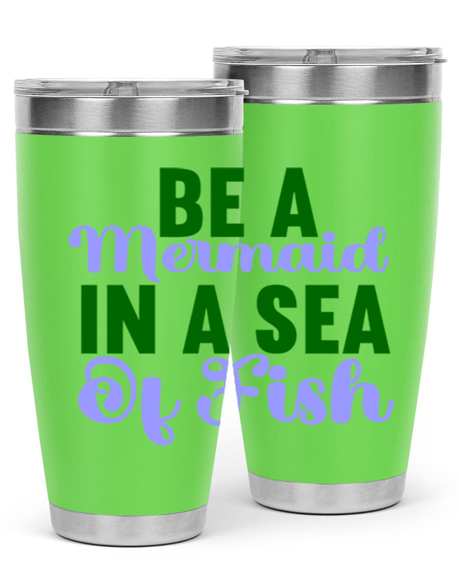 A vibrant 20oz and 30oz mermaid-themed tumbler made of stainless steel, showcasing a whimsical design perfect for drink lovers.