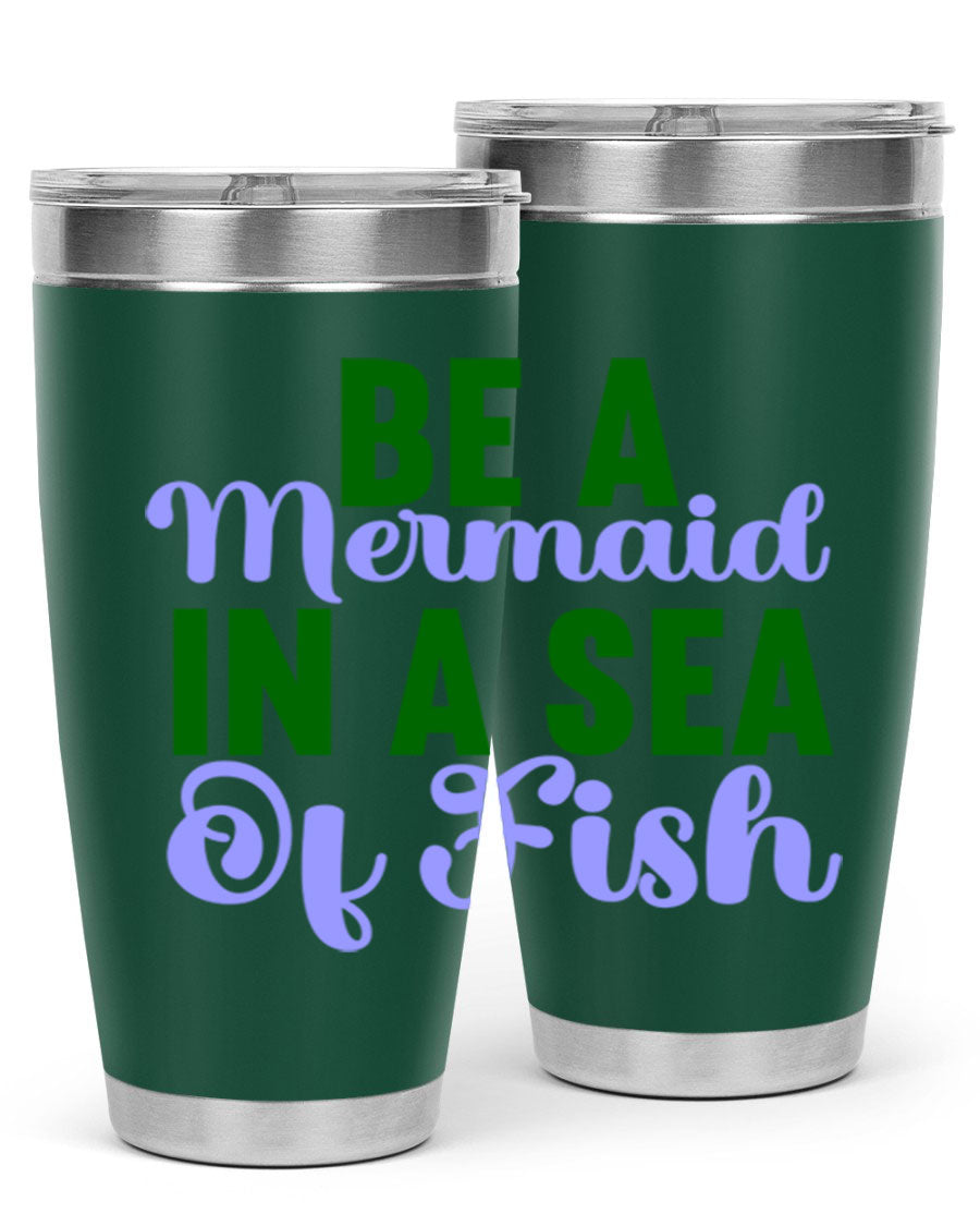 A vibrant 20oz and 30oz mermaid-themed tumbler made of stainless steel, showcasing a whimsical design perfect for drink lovers.