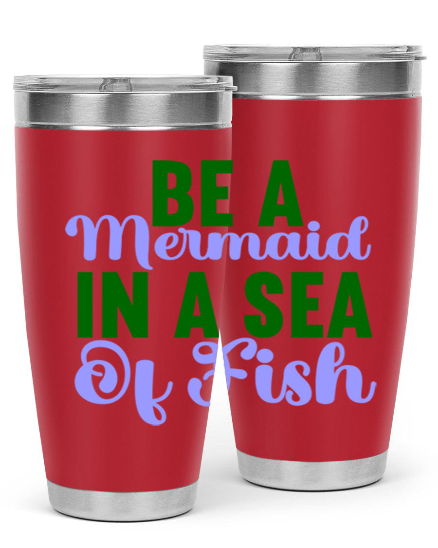 A vibrant 20oz and 30oz mermaid-themed tumbler made of stainless steel, showcasing a whimsical design perfect for drink lovers.