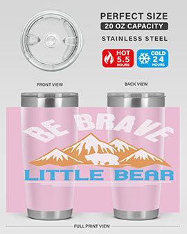 Be Brave Little Bear tumbler featuring a cute bear design, made of stainless steel with a copper lining, perfect for hot and cold beverages.