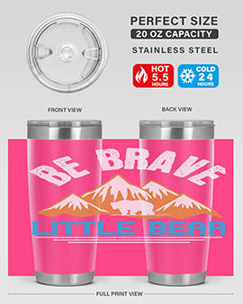 Be Brave Little Bear tumbler featuring a cute bear design, made of stainless steel with a copper lining, perfect for hot and cold beverages.