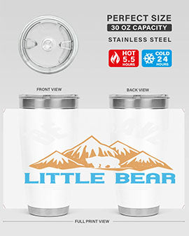 Be Brave Little Bear tumbler featuring a cute bear design, made of stainless steel with a copper lining, perfect for hot and cold beverages.