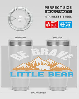 Be Brave Little Bear tumbler featuring a cute bear design, made of stainless steel with a copper lining, perfect for hot and cold beverages.