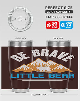 Be Brave Little Bear tumbler featuring a cute bear design, made of stainless steel with a copper lining, perfect for hot and cold beverages.