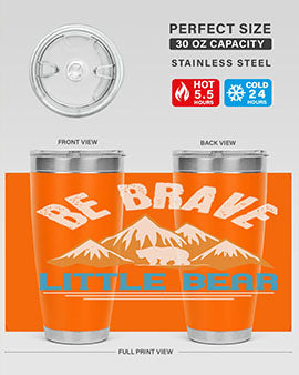 Be Brave Little Bear tumbler featuring a cute bear design, made of stainless steel with a copper lining, perfect for hot and cold beverages.