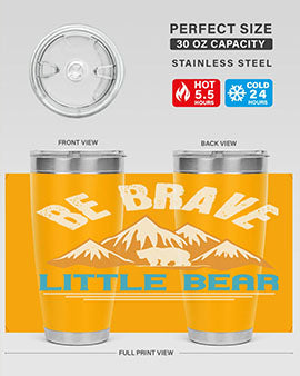 Be Brave Little Bear tumbler featuring a cute bear design, made of stainless steel with a copper lining, perfect for hot and cold beverages.