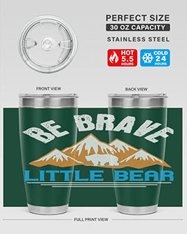 Be Brave Little Bear tumbler featuring a cute bear design, made of stainless steel with a copper lining, perfect for hot and cold beverages.