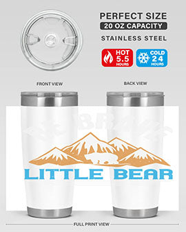 Be Brave Little Bear tumbler featuring a cute bear design, made of stainless steel with a copper lining, perfect for hot and cold beverages.