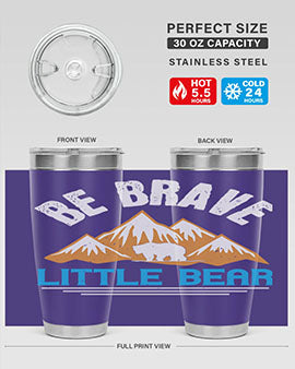 Be Brave Little Bear tumbler featuring a cute bear design, made of stainless steel with a copper lining, perfect for hot and cold beverages.