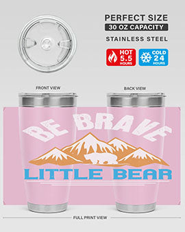 Be Brave Little Bear tumbler featuring a cute bear design, made of stainless steel with a copper lining, perfect for hot and cold beverages.