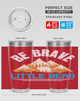 Be Brave Little Bear tumbler featuring a cute bear design, made of stainless steel with a copper lining, perfect for hot and cold beverages.