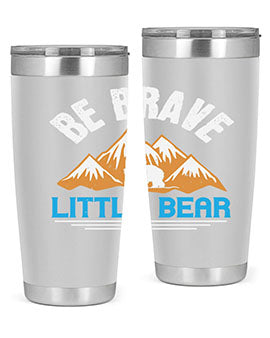 Be Brave Little Bear tumbler featuring a cute bear design, made of stainless steel with a copper lining, perfect for hot and cold beverages.