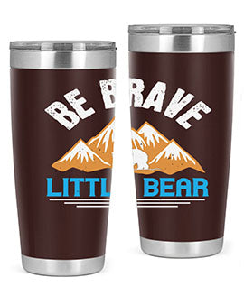 Be Brave Little Bear tumbler featuring a cute bear design, made of stainless steel with a copper lining, perfect for hot and cold beverages.