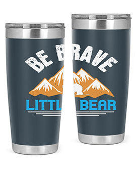 Be Brave Little Bear tumbler featuring a cute bear design, made of stainless steel with a copper lining, perfect for hot and cold beverages.