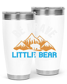 Be Brave Little Bear tumbler featuring a cute bear design, made of stainless steel with a copper lining, perfect for hot and cold beverages.