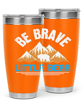 Be Brave Little Bear tumbler featuring a cute bear design, made of stainless steel with a copper lining, perfect for hot and cold beverages.